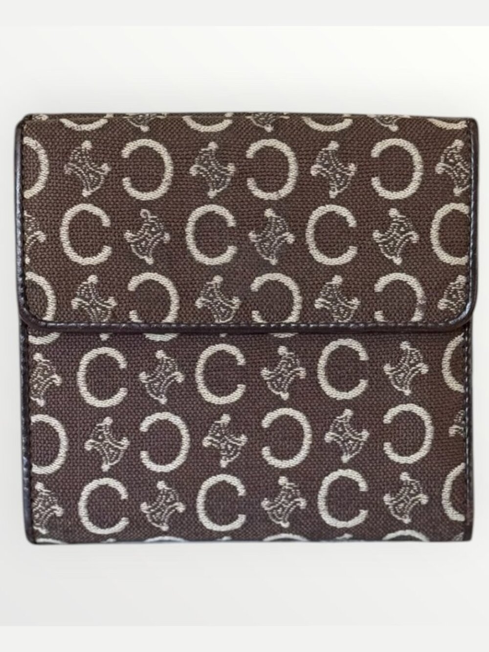 Celine C-Macadam Brown Monogram Trifold Wallet Vintage